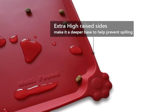 Hoki Found L Silicone Pet Food Mats Tray - Non Slip Pet Dog Cat Bowl Mats Placemat - Dog Pet Feeding Mat - Waterproof Dog Cat Food Mats -Pet Water Mats for Carpet - Classic red - color: Classic Red, size: 22" x 14"