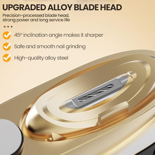 Electric Nail Clipper, Electric Automatic Nail Clippers with Light Nail Trimmer 2 Speeds Automatic Nail Clipper Storage Compartment with Debris, for Adults, the Elderly, and Children(White) - color: White