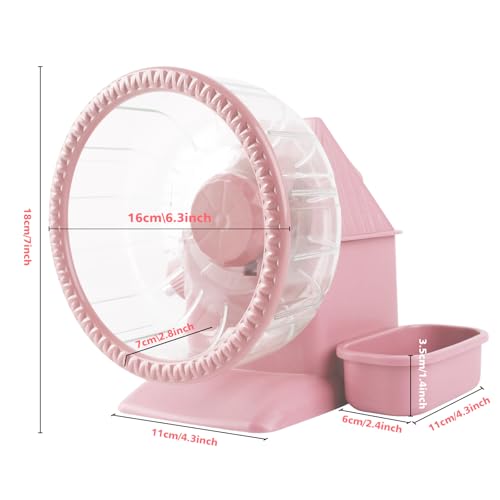 4 in 1 Silent Large Hamster Wheel Multifunctional Hamster Running Wheel Quite Running Spinner Wheel Accessories with Food Bowl Water Bottle for Hamsters Dwarf Gerbil (Pink) - color: Pink