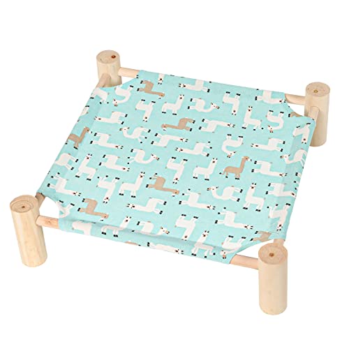 Patas Lague Cat Hammock Bed Small Eleveted Dog Bed 19x19 in Alpaca | Brethable Wooden Pet Bed, Cooling Rabbit Cot, Outdoor Cat Furniture For Summer - color: Alpaca