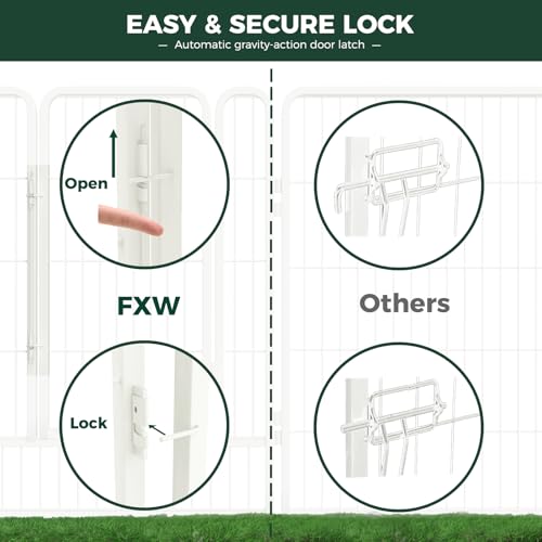FXW Rollick Dog Playpen, Indoor, Yard & RV Camping, 40" H, 16 Panels | Easy setup, Heavy-duty, DIY layouts, for Medium & Large Dogs, Patented - color: White, size: 40"H