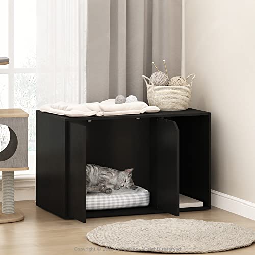 Furinno Peli Litter Box Enclosure, Americano | Side Entrance, Hidden Litter Box Furniture, Wooden Pet House, Easy Assembly, for Living Room - color: Americano, size: Large