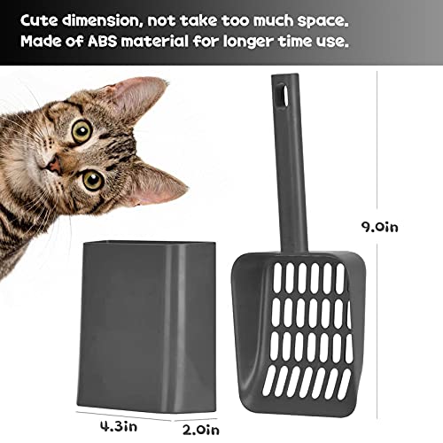 Cat Litter Scooper with Caddy and Holder, with Container to Store, Durable ABS Material and Cute Design - 85 Matte Dark Grey - color: S-Grey