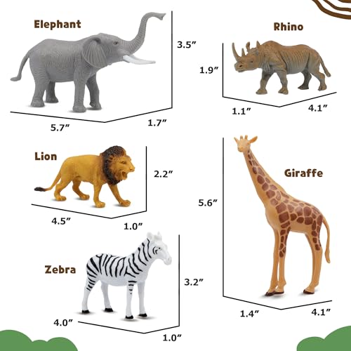 Safari Animal Figurines Set for Kids, 10 Piece Realistic Wild Zoo Animals Collection with Elephant, Lion, Tiger, Giraffe, Educational Toys for Toddlers Boys Girls - style: 10-PC Safari Animal Figures Set