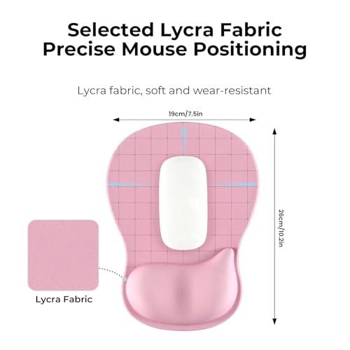 EooCoo Mouse Pad with Gel Wrist Rest, Ergonomic Mousepad Wrist Alignment | Middle Concave Design for Natural Wrist Alignment, Non-Slip Base Mousepad, Carpal Tunnel Relief, Office Desk Accessories - color: Pink