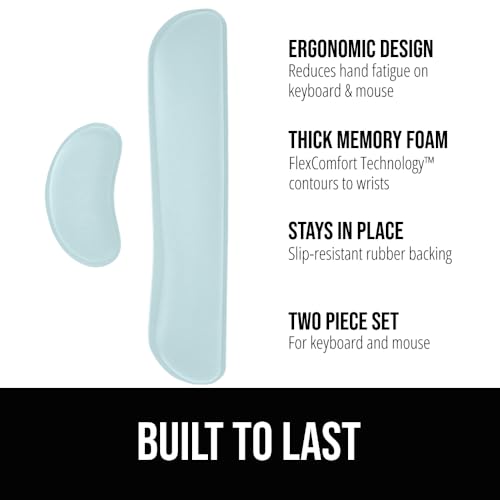 GORILLA GRIP Silky Gel Memory Foam Wrist Rest for Computer Keyboard, Mouse, Ergonomic Design for Typing Pain Relief, Desk Pads Support Hand, Arm, Mousepad Rests, Stain Resistant, 2 Piece Pad Sky Blue - color: Sky Blue, size: Set of 2 (Keyboard Rest + Mous