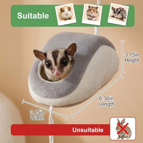 Computer Mouse-Shaped Small Animal Nest, Sugar Glider Pouch, Washable Mini Pet House for Hamster, Hedgehog, Sugar Glider, Guinea Pig, 8×16cm(Grey)