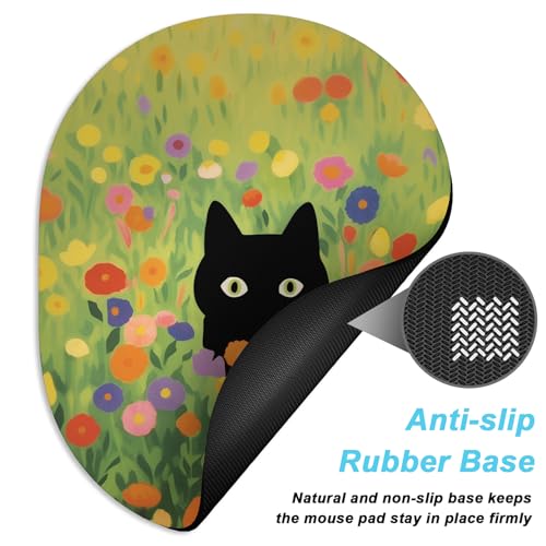 Rimilak Small Mouse Pad 6 x 8 Inch, Irregular Mini Mousepad, Grass Cat | Non-Slip Rubber Base, Waterproof Compact Mouse Mat for Laptop Computer Wireless Mouse Keyboard Home Office Travel - color: Green Grass Cat, size: 8L x 6W inches