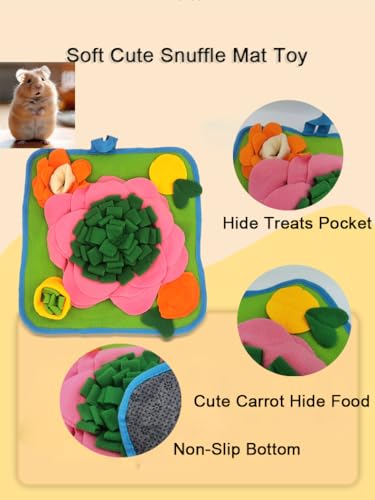 Rabbit Foraging Mat，Bunny Snuffle Mat for Hamsters Puzzle Toys Ferrets Interactive Feeding Mat for Guinea Pigs Hedgehog Chinchillas Small Animals Stress Relief (Green Pink) - color: Green Pink