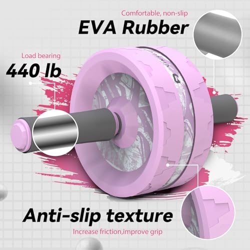 VINSGUIR Ab Roller Wheel, Abs & Core Workout Equipment for Home Gym with Knee Pad Accessories, Abdominal Wheel for Full-body Strength Training - color: Purple