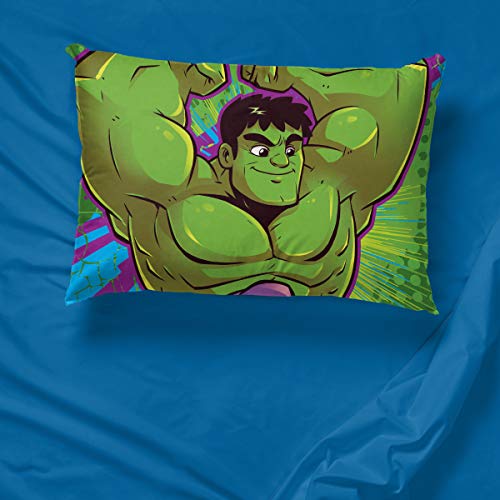 Jay Franco Marvel Hulk Super Soft Kids Pillowcase for Kids, Reversible | Double-Sided Superhero, Microfiber Kids Bedding, Standard Size 20x30, Machine Washable, Kids Gift (Official Marvel Product) - color: Green - Hulk