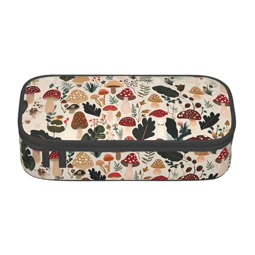 Yrebyou Mushroom Pencil Case Big Storage Pencil Pouch Multi-Functional Pen Bag Cute Lightweight Organizer for Aldult Office College - color: Beige