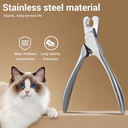 Cat Nail Clipper, Stainless Steels Pet Nail Cutters with Crescent-Shaped Cutter Avoid Overcutting for Dogs Cats Rabbits