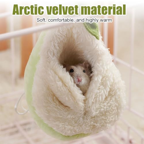 MiOYOOW Sugar Glider Sleeping Pouch, Warm Plush Hamster Hammock Cage Hanging Small Animals Hideout Nest for Guinea Pig Squirrel Ferrets Winter