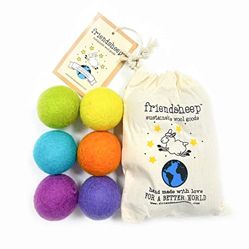 Friendsheep Eco Wool Pet Toy Ball - Cat, Ferret, Small Dog - Fair Trade, Handmade in Nepal, Eco-Friendly - 100% Wool, 6-Pack (Balls x6, Rainbow Land) | For cats, ferrets & small dogs 100% wool, fair trade, handmade in Nepal, eco-friendly 6 balls per pack