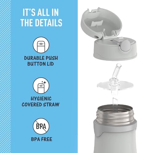 THERMOS BABY 10 ounce Stainless Steel Vacuum Insulated Straw Bottle, Gray - color: Gray, size: 10 Ounces