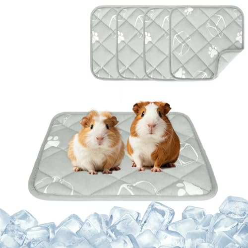 Homimp Summer Cooling Mat for Small Animals, 8PCS Guinea Pig Cage Liner Hamster Pee Pad, Washable Rabbit Cool Pad, Breathable Bed Blanket for Bunny Hedgehog, Keep Cooling for Pets, Grey 12"X 12" - size: 12"x12" (4 Pack)