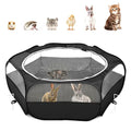 Pawaboo Small Animal Playpen with Zippered Cover, Black | Portable pop-up pet tent for supervised rabbits, guinea pigs, chicks and kittens; water-resistant bottom and 3 metal rods - color: H-Black