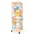 Stuffed Animal Zoo Storage with Lockable Wheels, Natural Wood | Sturdy Solid Wood Toy Organizer, Large Capacity Plush Toy Cage, Space-Saving for Toddler/Playrooms/Bedrooms - color: Natural Wood