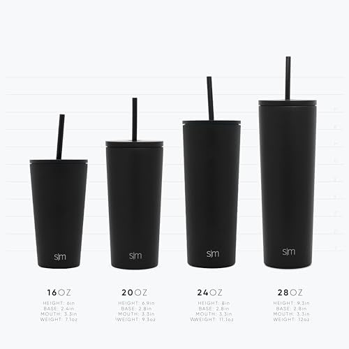 Simple Modern Insulated Tumbler with Lid and Straw | Iced Coffee Cup Reusable Stainless Steel Water Bottle Travel Mug | Gifts for Women Men Her Him | Classic Collection | 20oz | Canary - color: -Canary, size: 20 Ounces