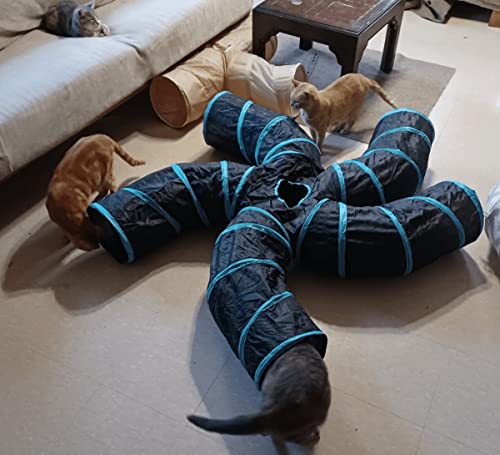 Cat Tunnels, Pet Ferret Rabbit Bunny Tunnels Tubes Subway Habitats, S-Style, DIY Cat Peekaboo Maze House Tent Bed, Kitten Interactive Toy (S Type: 5 Way Tubes) - size: S Type: 5 Way Tubes