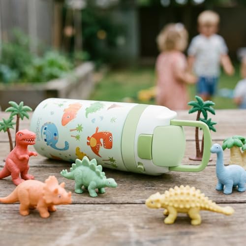 Dinosaur Kids Insulated Stainless Steel Water Bottle 16 Oz, Travel Tumbler for School, Sports for Boys, Girls, Birthday, Back To School - color: Dinosaur