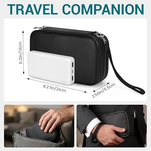 Fireproof Electronics Organizer Travel Case, Black | Water Resistant Tech Accessories Pouch, Explosion-proof Cord Storage Bag, Fireproof Zipper for Phone, Power Bank, Cables, USB