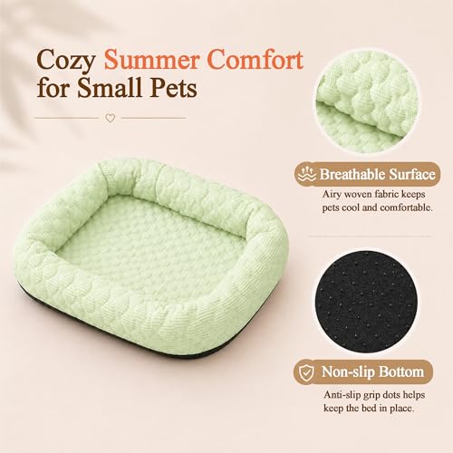 Small Animal Cooling Bed, Ice Silk Summer Pet Bed with Raised Pillow Edges, Non Slip Sleeping Mat for Guinea Pigs, Hamsters, Rabbits and Other Small Pets - color: Green