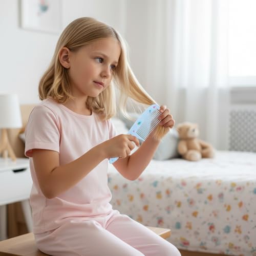 LIQWEI 4Pcs Cute Toddler Hair Comb Set, Baby Hair Combs, Combs for Kids Hairs Brush Set for Girls Boys, Mini Comb Rat Tail Hairing Styling for Toddler Child's Hairs Travel (Style B)