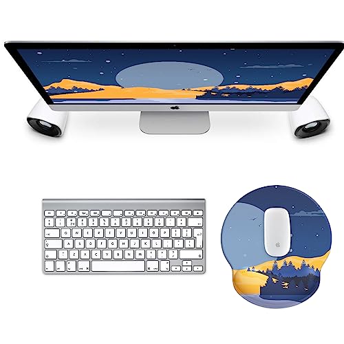 Mouse Pad with Wrist Rest, Comfortable Computer Mousepad with Gel Wrist Support Smooth Surface and Non-Slip PU Base for Pain Relief, Laptop, Office & Home (Moon Night) - color: Moon Night