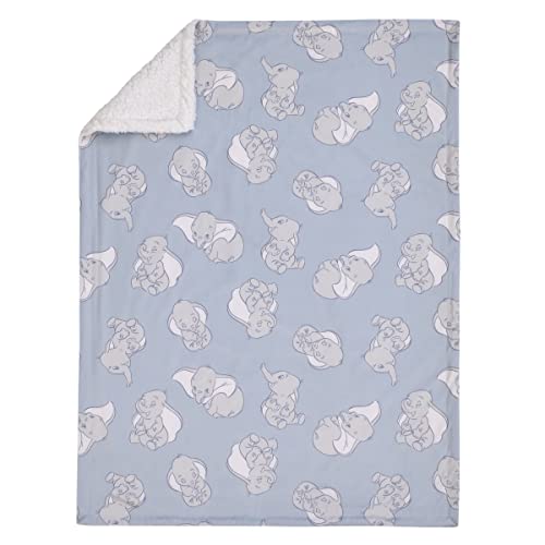 Disney Dumbo Sweet Little Baby Light Blue and White Super Soft Sherpa Baby Blanket - color: Dumbo - Sweet Little Baby