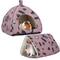 2-Pack Guinea Pig Hideout with Tunnel, Warm Lightweight Small Animal Bed, Easy to Clean Guinea Pig Bed for Rabbits Hamsters Chinchillas - color: PinkHeart