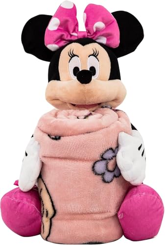 Disney Minnie Mouse Throw Blanket and Character Pillow - Bundle with Blanket, Hugger Character, Stickers, More | Minnie 40x50 Throw for Kids & Teens