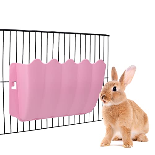 Litewoo Rabbit Hanging Hay Feeder Rack Guinea Pig Mess-Free Dispenser Hay Bowl Manger Rack Wall-Mounted for Small Pets Rat Chinchilla Ferret Squirrel Cage Accessories (Pink) - color: PINK