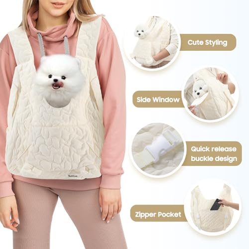 JourCraf Pet Carrier Backpack, Adjustable Pet Front Cat Dog Carrier Backpack Travel Bag for Small Medium Dogs Cats and Rabbits, Safety Strap with Removable Bottom Plate for Camping Hiking Traveling - color: Off white
