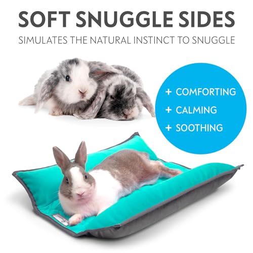 Paw Inspired Snuggle Bunny Bolster Bed, Gray/Green, 17x17 Inch | Reversible Flop Mat, Ultra-Soft Fleece Bedding with Padded Sides for Rabbits, Cats, Dogs, Small Pets and Animals - color: Gray/Green