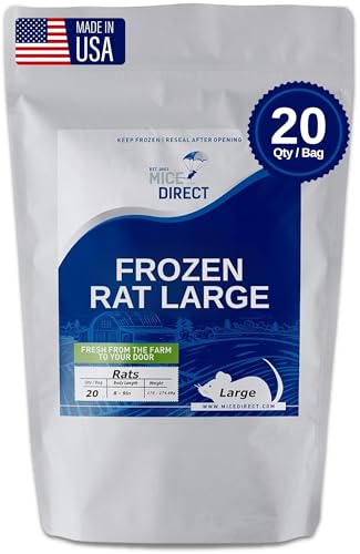 MiceDirect 20 Frozen Large Feeders Snake Food for Adult Red Tail Boas (8-9 in)(3500 Grams Min) - size: 8-9 in (Pack of 20)