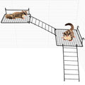 BNOSDM 4 PCS Sugar Glider Toy Stainless Steel Platform Squirrel Perch with Climbing Ladder Small Animals Cage Accessories for Guinea Pig, Chinchillas, Gerbils, Mice, Rats, Mouse - color: Black