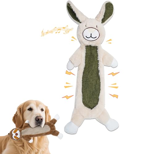 Squeaky Dog Toys for Small & Medium Breeds, Soft No Stuffing Interactive Puppy Teething Chewing Toy with Crinkle Paper, Best Birthday, Christmas, Halloween, Easter Gift, Flat Rabbit - color: Rabbit