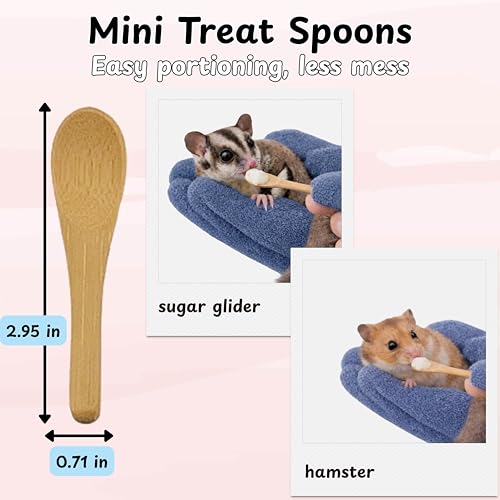 Hamster Anti Bite Gloves Sugar Glider, Calming Anti Bite Gloves and Feeding Spoons, Soft Bonding Mitt for Training Grooming Handling, Sugar Glider Cage Accessories, Dwarf Hamster Accessories (Blue) - color: Blue
