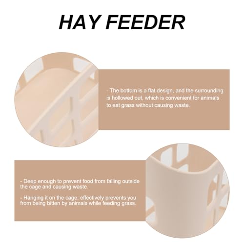 ULTECHNOVO 1pc Capacity Feeder Hanger Basket Plastic Hay Holder for Guinea Pigs Chinchillas and Animals Waste-reducing Design for Easy Feeding - color: Beige