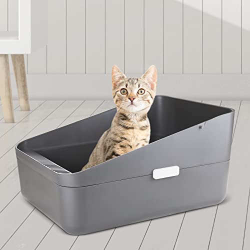 Sfozstra Small Cat Litter Box: Leak Resistant Durable Removable Tray | Cats Under 8 lbs / Anti Tracking Pedal / Easy Cleaning / Space Saving / Indoor Apartment Use