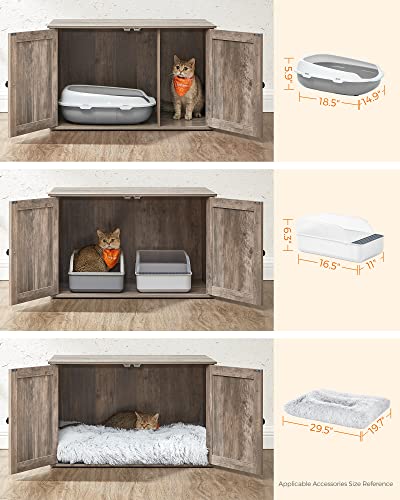 Feandrea Cat Litter Box Enclosure, Litter Box Furniture Hidden with Removable Divider, Indoor Cat House, End Table, 31.5 x 20.9 x 19.7 Inches, Greige UPCL002G01 - color: Greige, size: L (31.5"L x 20.9"W x 19.7"H)