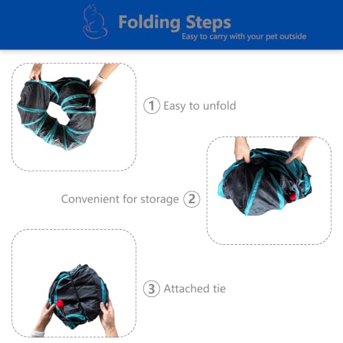 8-Shaped Cat Tunnel Toy Interactive Foldable Playhouse Maze Toys for Cats, Kittens, Rabbits & Small Pets with Playing Balls Collapsible Play Tube for Indoor Fun & Exercise (Blue) - color: Blue
