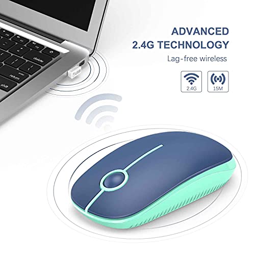 VssoPlor Wireless Mouse, 2.4G Slim Computer Laptop Mouse, Blue and Green | Portable Mouse, Plug & Play USB Nano Receiver, Quiet Silent Optical Mice for Notebook, PC, Laptop, Computer, Windows, Mac - color: Blue and Green