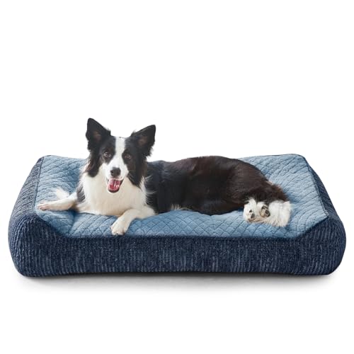 JOEJOY XL Orthopedic Dog Beds Large Sized Dog, Extra Thick Supportive Big Dogs Couch Bed with Sides, Ultra Soft Pet Bed Sofa for Large Dogs, Blue, 38''x28'' - color: Blue, size: L Plus(38"L x 28"W x 8"Th)