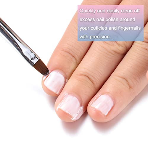 Nail Art Clean Up Brushes,Nail Brushes for Cleaning Polish Mistakes on the Cuticles, Acetone Resistant Nail Brush, Fingernail Cleaning Brushes for Nail Art and Designs (2 Pcs Round&Angled) | Clean Up Brushes with Round and Angled Tips for Polish Mistakes,
