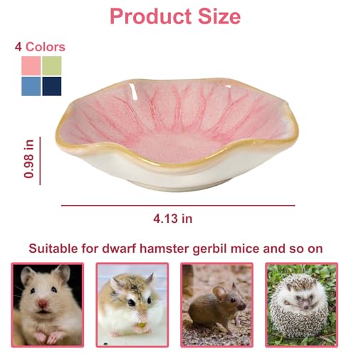 Kathson Ceramic Hamster Food Bowl, Guinea Pig Food Bowls,Rats Anti-Turning Feeding Dish,Small Animals Water Drinking Bowls for Squirrel, Chinchilla, Hedgehog, Gerbil, Dwarf Syrian (4 pcs Lotus Leaf) - size: 4Pcs Lotus Leaf