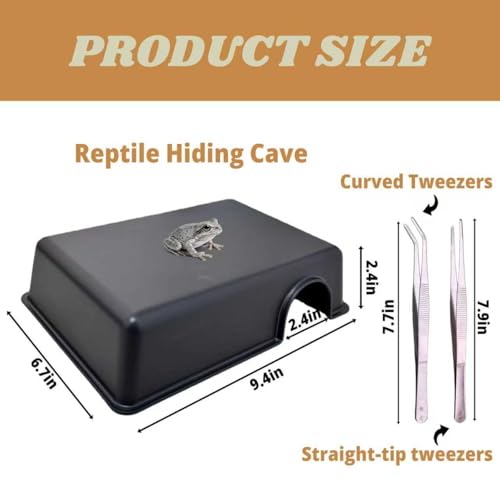 Reptile Hide Box,Snake Hide,Reptile Hides Cave for Tank,Small Animal Hideaway,Easy to Clean,for Snakes,Lizards,Leopard Gecko and Baby Ball Python(9.45"x2.36"x6.85")