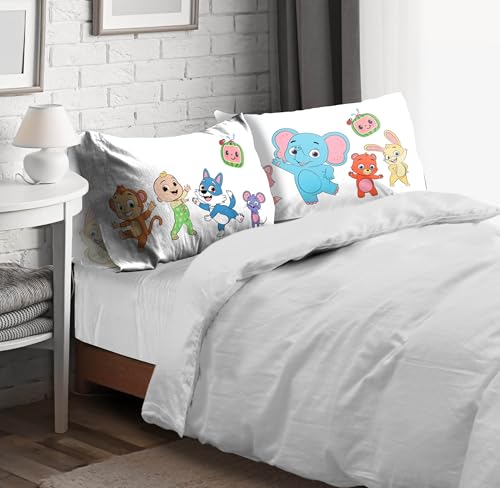 Sunny Side Up CoComelon (Pack of 2) Reversible Pillowcases - Double Sided Pillow Covers, Kids Super Soft Animal Bedding - color: White - Cocomelon